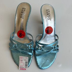 NEW W/Tag Franco Sarto Blue Animal Skin Slip-on Upper Leather Sandals Size 8.5.